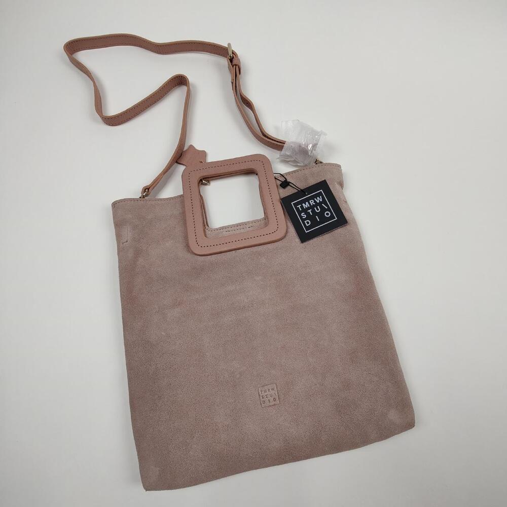 Minimalist Preppy TMRW STUDIO Milo Suede Fold Over Clutch Suede 3 in 1 Handbag